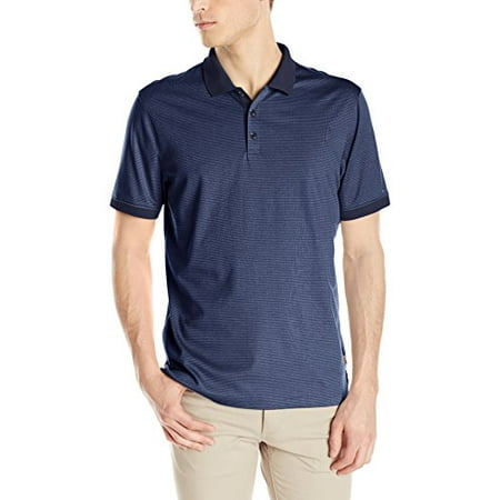 Calvin Klein Men's Liquid Cotton Stripe Short Sleeve Polo Shirt, Atlantis, XX-Large