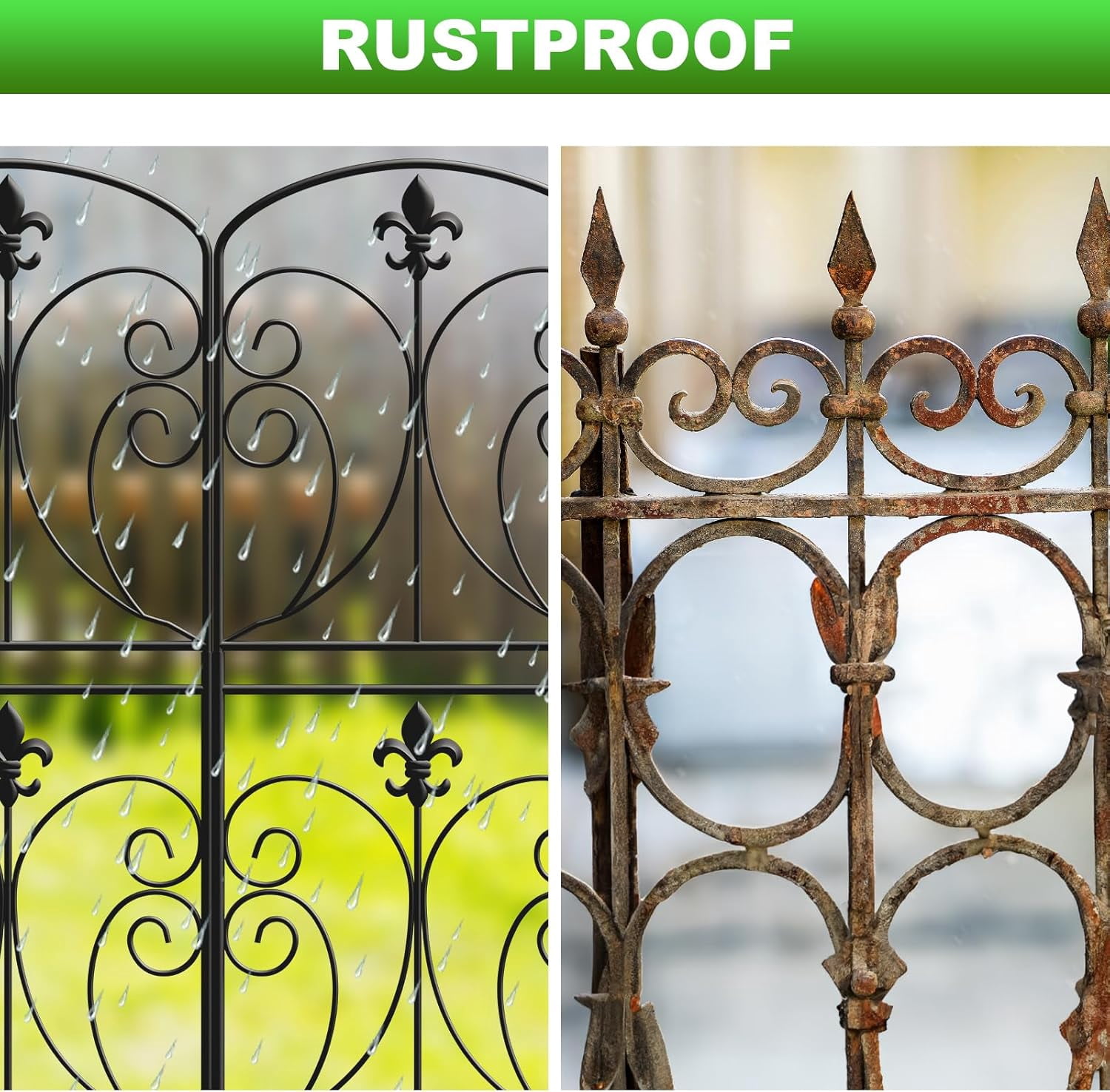 Decorative Garden Fence 10 Pack, 37.5in(H) x 10.8ft(L) Animal Barrier Rustproof Metal Fencing for Yard Dog Rabbits Wire Section Garden Edging