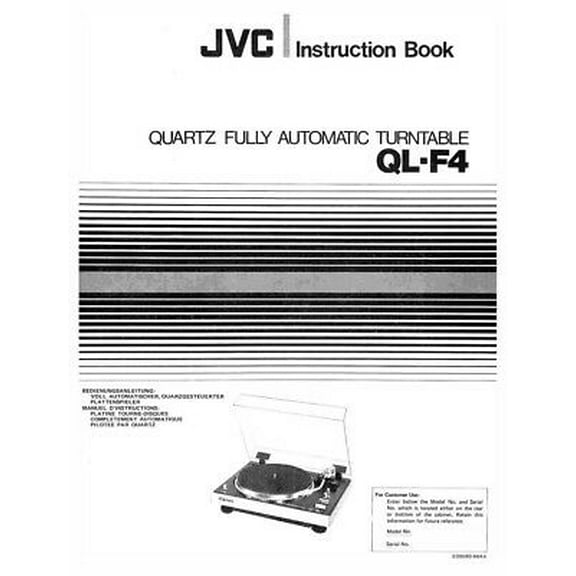 Instruction Manual ONLY for JVC QL-F4 Turntable Owners Instruction Manual REPRINT