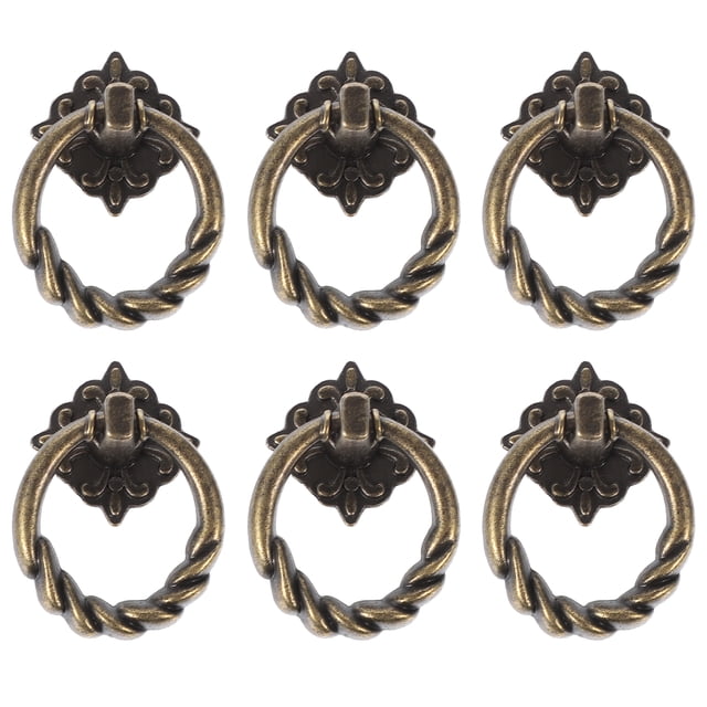 6pcs Retro Drawer Pull Handle Cabinet Cupboard Drawer Pull Ring Handle Knob(Screws Not Included)