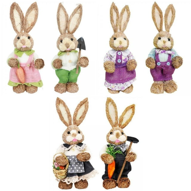 6x Conejo de Paja Decoración uas de Decoración de Macarena Conejo de Pascua de paja