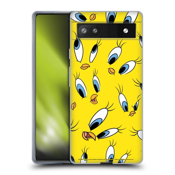 Head Case Designs Officially Licensed Looney Tunes Patterns Tweety Soft Gel Case Compatible with Google Pixel 6a