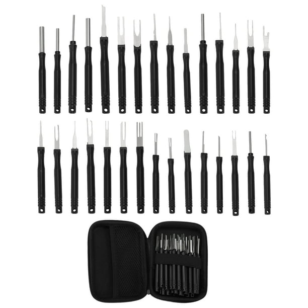 Kit de herramientas de extracción de terminales de Unique Bargains, kit de extractor de pines de terminal de conector de cable negro de 30 piezas