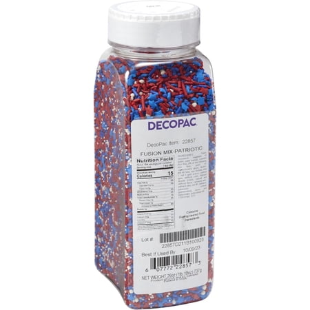 Patriotic Mix Sprinkles, 27oz, Red, White, Blue Candy Sprinkles in Handheld Container, Edible Decorations For July 4th, Independence Day, Celebration Cakes, Cupcakes, Cookies and Donuts