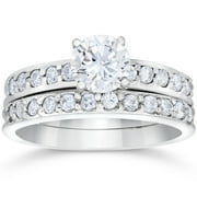 1 carat diamond engagement ring matching wedding band prong set 14k white gold - Engagement Rings With Wedding Band 1 carat diamond engagement ring matching wedding band prong set 14k white gold - Engagement Rings With Wedding Band