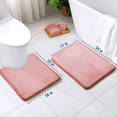 thumbnail image 2 of ComfiTime 2 Piece Bathroom Rugs Set – Thick Memory Foam, Non-Slip Bath Mat, Soft Plush Velvet Top, Ultra Absorbent, Small, Large & Long Rugs for Bathroom Floor, Peach, 17*24 & U, 2 of 11