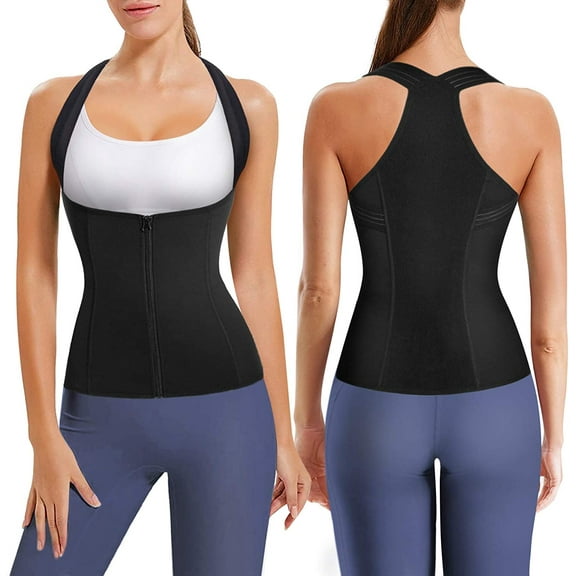 Nebility Women Back Braces Waist Trainer Vest Posture Corrector for Spinal Neck Shoulder Back Support Tummy Control Body Shaper(Black Large)