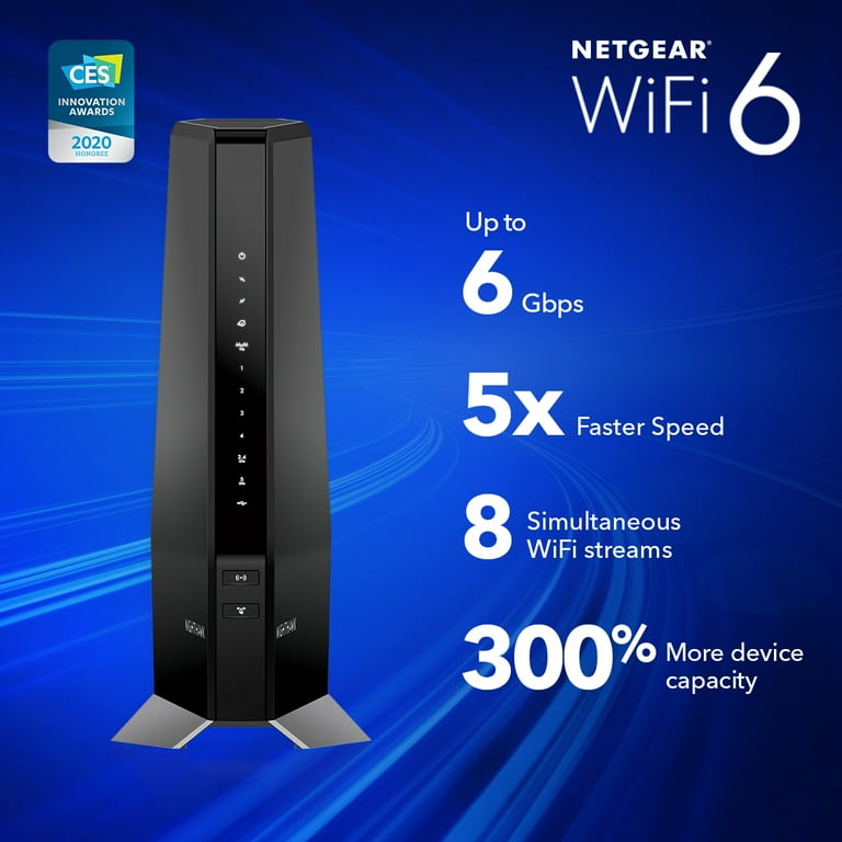 NETGEAR Nighthawk AX6000 WiFi 6 Cable Modem Router, DOCSIS NETGEAR Nighthawk AX6000 WiFi 6 Cable Modem Router, DOCSIS