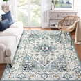 thumbnail image 2 of HOMERRY Boho Area Rug 6' x 9' Washable Vintage Floral Print Rug for Living Room, Teal, 2 of 6