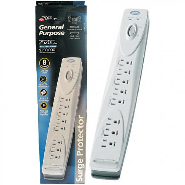Power Sentry Surge Protector 8 Outlets, 3 ft. Cord, 2520 Joules