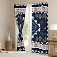 thumbnail image 3 of Feelyou Aztec Black Out Curtains, Navy Damask Triangle Curtains Pack of 2 (42x63 Each), 3 of 6