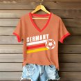 thumbnail image 1 of Women's Football Graphic T-Shirt, Women's V-Neck Short Sleeve Letter Print T-Shirt for Casual Summer for Soccer Tournament 2026 Orange Size: 2XL, 1 of 5
