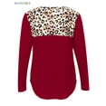 thumbnail image 4 of BadPiggies Women Leopard Print Colorblock Long Sleeve Round Neck Casual Blouses Tops (XL, Red), 4 of 6