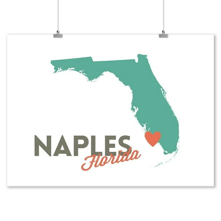  Naples  Florida  State Outline Heart Lantern Press 