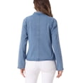 thumbnail image 3 of Blazer de mezclilla INSPIRE CHIC para mujer, con frente abierto, cuello de pie, chaqueta de jeans XL color azul claro, 3 of 6