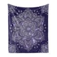 thumbnail image 1 of Ethnic Soft Flannel Fleece Throw Blanket, Floral Ornament Round Mandala Paisley Inspired Retro Style, Cozy Plush for Indoor and Outdoor Use, 70" x 90", Lavender Blue Indigo, by Ambesonne, 1 of 6