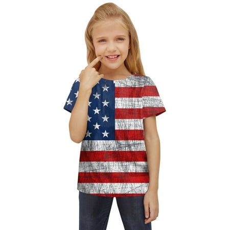 

Kids Toddler T-Shirts Children Unisex Spring Summer Active Fashion Daily Indoor Outdoor Printed Short Sleeve Tops American Independence Day Tshirt Clothing