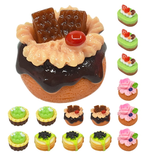 Shisuyan 15pcs Artificial Small Cake Fake Desserts Simulation Cake Doll House Cake Model Decors