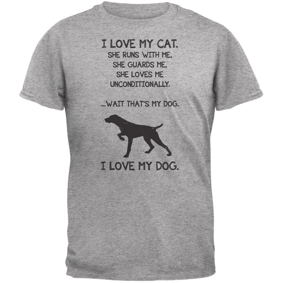 I Love My Dog Girl Heather Grey Adult T-Shirt - Large