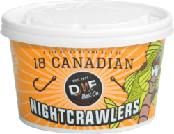 DMF Bait Co. Live Canadian Night Crawlers, Fish Bait, 18 Ct.