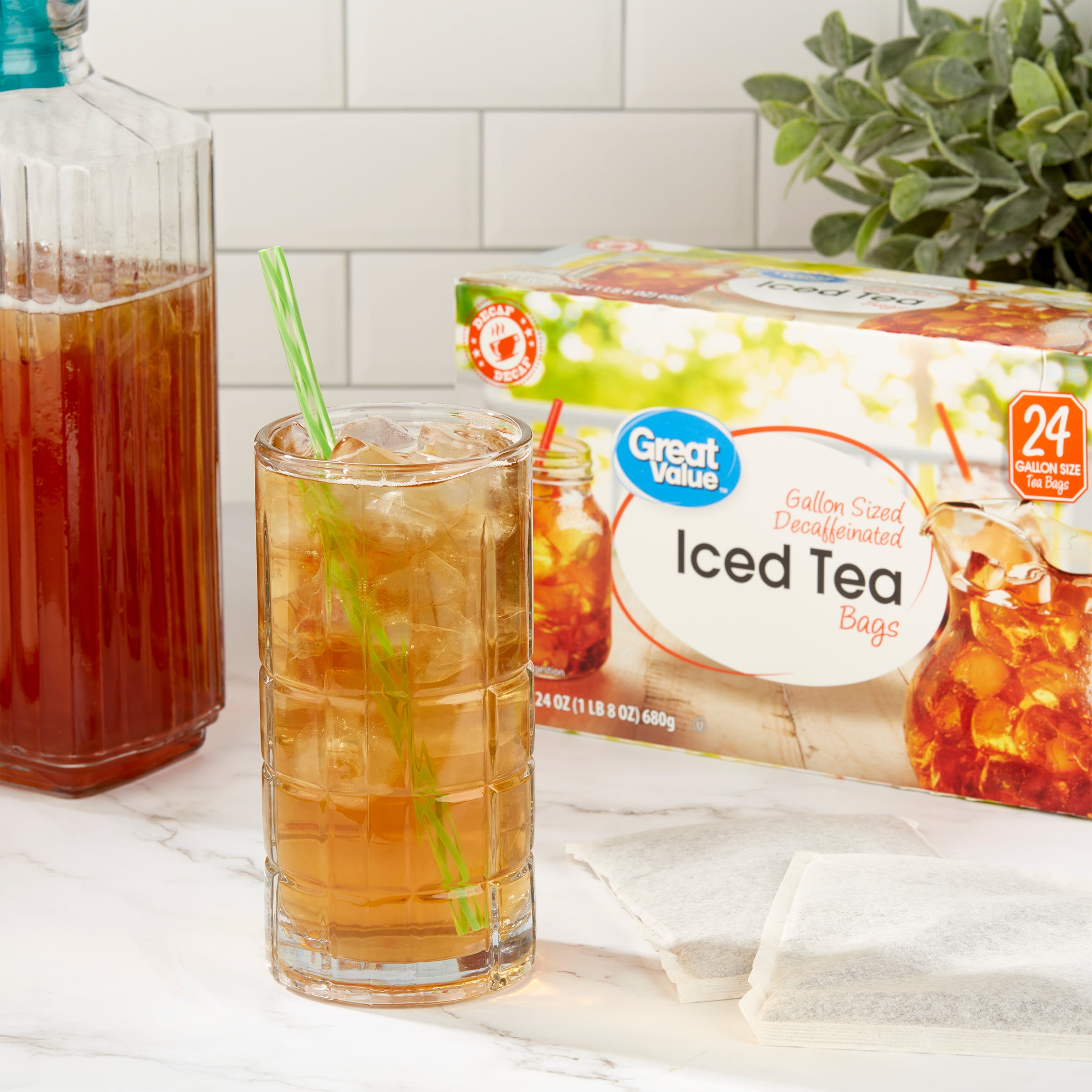 Great Value Gallon Sized Decaffeinated Iced Tea Bags, 24 oz, 24 Count