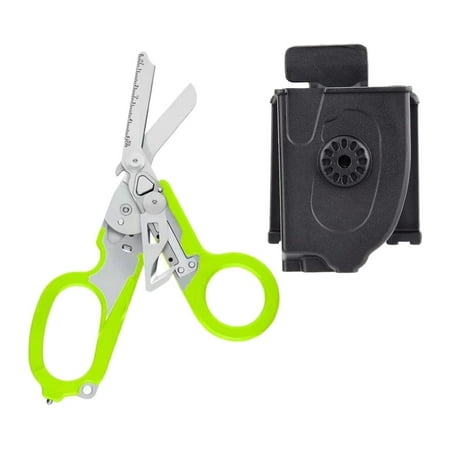 Rescue Emergency Multitool Shears with Folding Scissors 6 in 1 First Aid Glass Breaker with Strap Cutter Scissors Sheath
