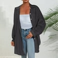 thumbnail image 2 of Women's Shirt Transparent Anti-UV Sun Protection Long Sleeve Button-Up Loose Casual Summer Top | Yubnlvae (Black | A), 2 of 9