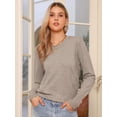 thumbnail image 4 of DARING DIVA Women's Lightweight Crew Neck Long Sleeve Sweaters Tops XS Camel, 4 of 6