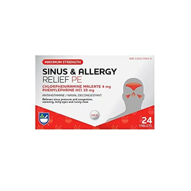 Rite Aid Sinus & Allergy Relief PE Tablets, Maximum Strength 24 Count