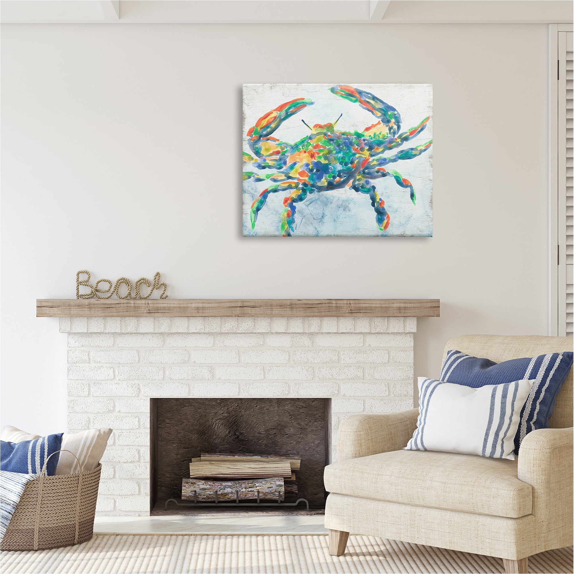 Stupell Industries Abstract Hued Crab Animals & Insects Painting Gallery Wrapped Canvas Art Print Wall Art, 40 x 30
