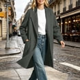 thumbnail image 7 of cocolona Trench Coat for Women Open Front Long Sleeve Solid Color Long Jacket Notch Lapel Lined Fall Winter Wool Coat with Pockets, 7 of 7