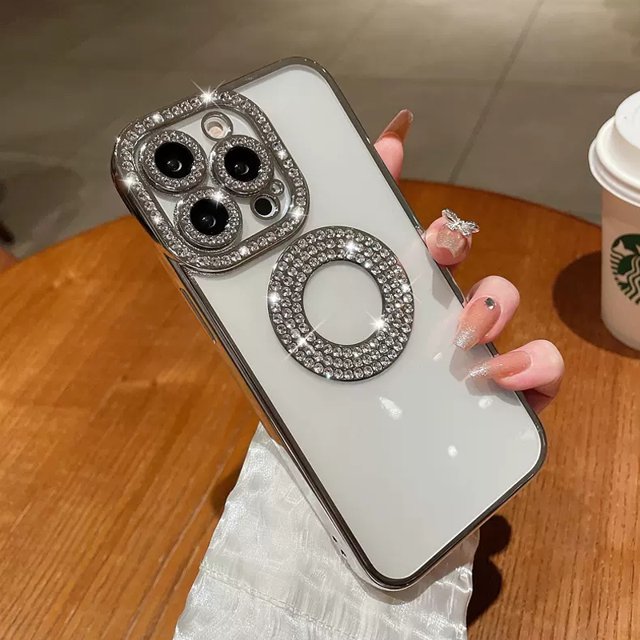Funda De Lujo Elegante Con Borde De Protección De Cámara Diamante Suave Transparente Compatible Con IPhone 14 13 12 Pro Max 12pro 13pro