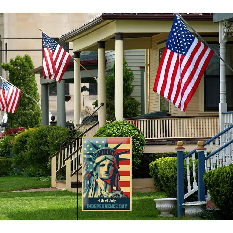 Happy July 4 Burlap Banner Flag Set United We Stand Patriotic Outdoor Home Decor Happy July 4 Burlap Banner Flag Set United We Stand Patriotic Outdoor Home Decor