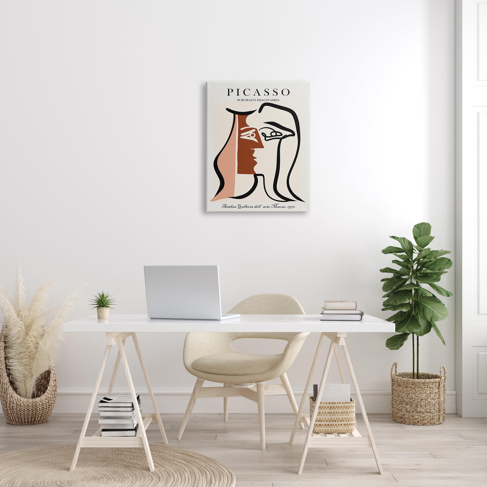Stupell Industries Traditional Abstract Picasso Portrait Imaginary Faces Terracotta, 24 x 30, Designed by Ros Ruseva