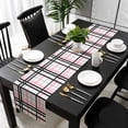 thumbnail image 3 of Pink Black Plaid Table Runner 70 Inches Long, Farmhouse Pink Black Checkered Kitchen Coffee Dining Table Decoration for Home Party Birthday Wedding Home Decor 13x70 Inches, 3 of 8