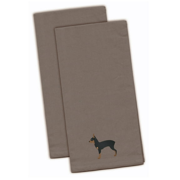 Toy Fox Terrier Gray Embroidered Towel Set of 2