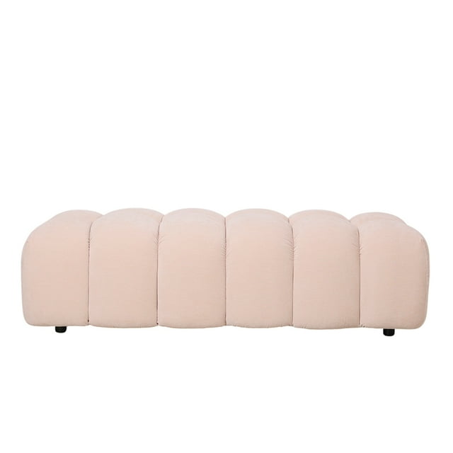 Ilios Innova | Taburete Tofu beige tapizado en tela de canna con diseño minimalista, asiento acolchado de espuma cómodo, estructura de madera resistente para sala, recámara o recibidor.