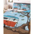 thumbnail image 3 of Quilts Twin-XL Size Bedding Set, Let's Go Camping Lightweight Quilted Comforter, Modern Camper Van Trees Blue Sky Soft Reversible Bedspread Coverlet with Pillow Covers for All Season, 68" x 98", 3 of 7
