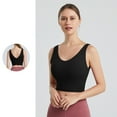 thumbnail image 2 of IWRICH Women's Sports Bras Longline Wirefree V Neck Padded Cropped Tank Tops with High Support Black S, 2 of 7