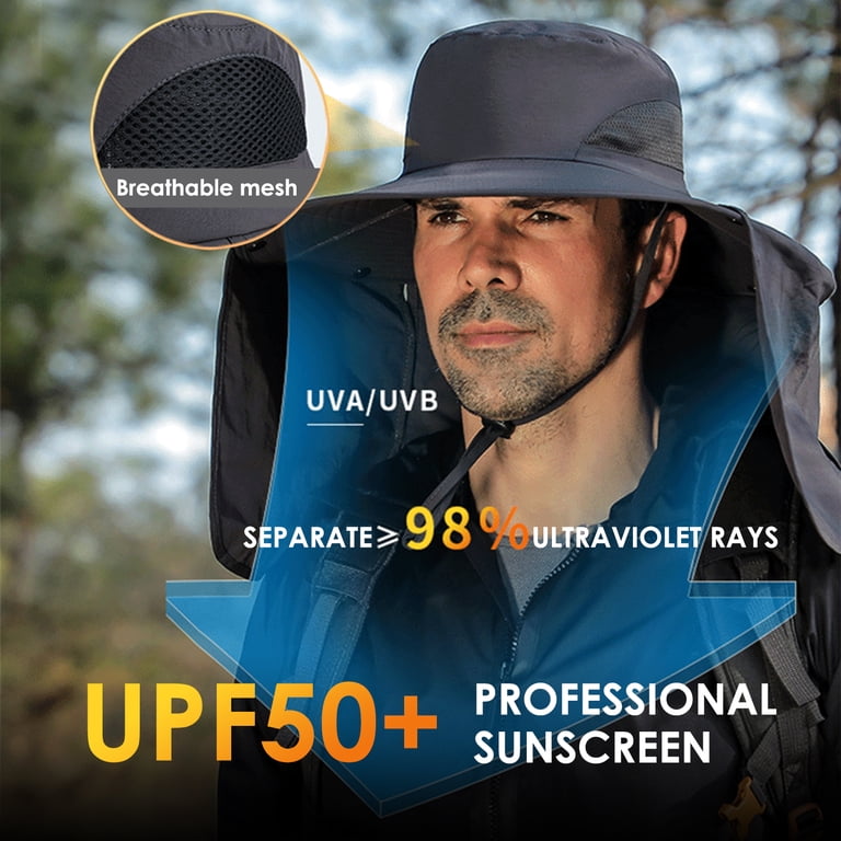 REDESS Nylon Fishing Sun Hat with UPF50+ Wide Brim Neck Flap 