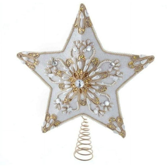 Kurt Adler 13.5-Inch 5-Point White and Gold Star Treetop