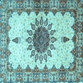 thumbnail image 1 of Ahgly Company Indoor Square Medallion Light Blue Traditional Area Rugs, 7' Square, 1 of 4