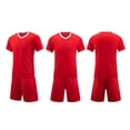 thumbnail image 2 of Loopsun Boys Short Sleeve V Neck Tank Top Solid Shirt and Shorts Uniform Outfit Red, 10-11 Years, 2 of 5