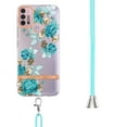 thumbnail image 3 of Flower Pattern Case for Motorola Moto G Power 2022, Detachable Shoulder Strap Lanyard Crossbody Slim Lightweight Floral Cover, PC + Silicone Shockproof Drop Resistant Case, Blue Rose, 3 of 7