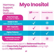 HealthFare Myo Inositol Supplement, 2600mg | 200 Veg Capsules | Ultra Strength | Healthy Ovarian Support for Women | Vitamin B8 for Women
