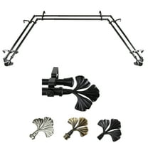 Ireland 13/16" Double Bay Window curtain rod Adjustable 20"-36", 38"-72" - Black,(ABay-72-2D)