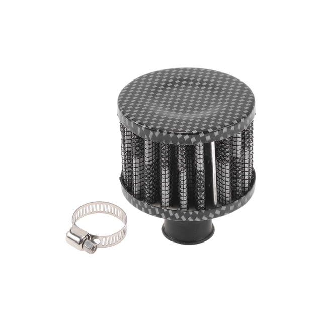 Filtro de aire de motor de flujo alto redondo de 12 mm con abrazadera de entrada de aire frío de tapa cerrada, limpiador de aire frío con 1 abrazadera gris para automóvil