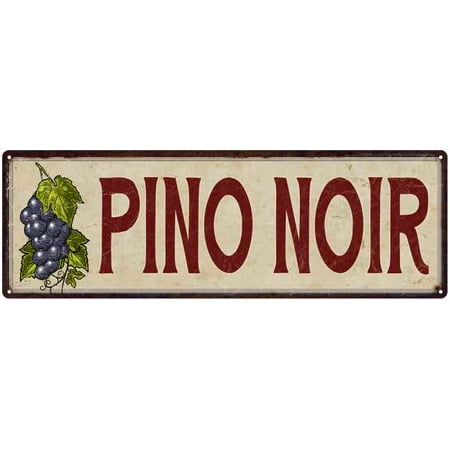 Pino Noir Wine Grapes Kitchen Vintage Wall Decor Metal Sign 6x18