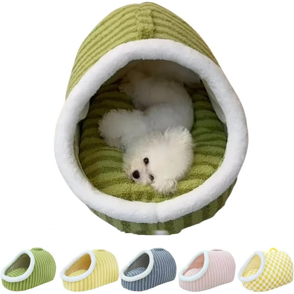 Chewie Cozy Dog Nest, Zentric Hideaway Dog Bed, Cozy Hideaway Pet Bed Dogs, Cat Dog Bed with Blanket, Soft Pet Slipper Cave Bed, Covered Dog Bed for Dogs Cats (Green, S/17.7 x 11.8 x 9.8 in)