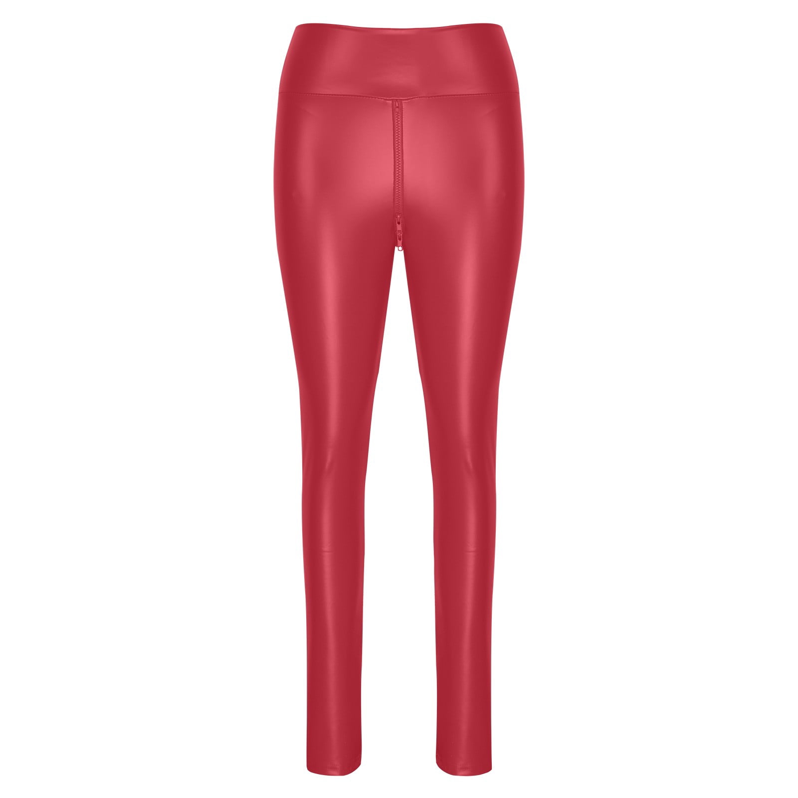 successthop Womens Faux Leather Leggings Leather Shiny Stretchy Pleather Leggings Tights High Waisted Butt Lifting Leggings Tights Comfy Skinny Pull On PU Pants Red XS